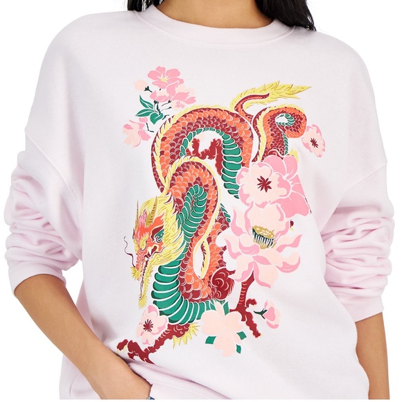 NWT women’s pink floral dragon sweatshirt - Picture 3 of 10